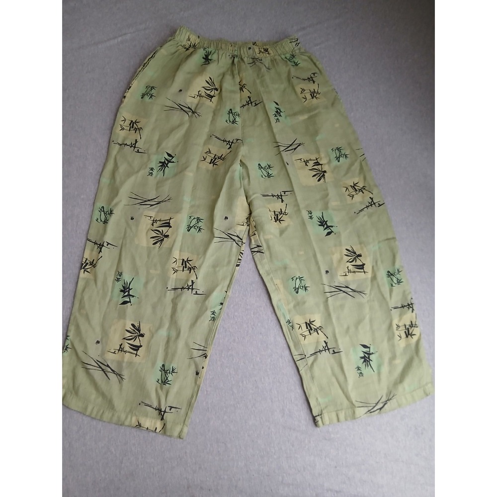 Tanuja Pants Medium 100 Linen Wide Leg Crop Pull On Vintage Lagenlook Artsy Boho